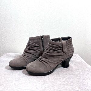 Dansko Gray/Taupe Suede Ruched Women’s Ankle Booties – Size 38 - NWOT